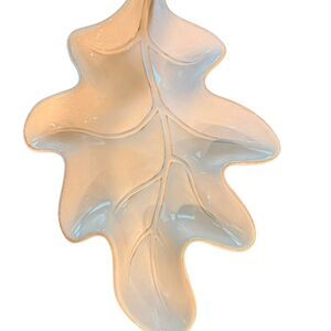 Victoria Elegant Cream Leaf-Shaped Ceramic Dish
